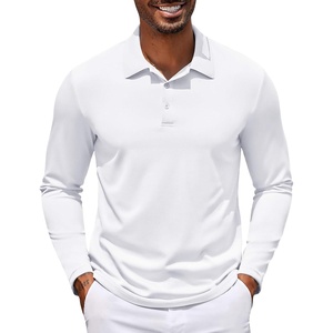 COOFANDY Men’s Long Sleeve Polo Shirt Golf Lightweight Breathable Moisture Wicking Shirt for Business Casual Work Outdoor(1 Pack White)