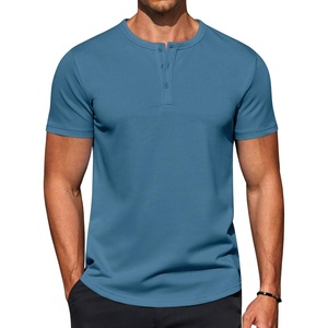 COOFANDY Men’s T-Shirts Henley Short Sleeve Cotton Shirts Button Tee Tops(Captain’s Blue)