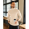 COOFANDY Mens Mock Neck Shirts Fleece Long Sleeve Tops Basic Pullover T-Shirts(3 Pcs-black/White/Apricot)