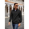 COOFANDY Mens Quarter Zip Pullover Sweatshirt Casual Mock Neck Sweater 2026(A-black)