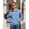 COOFANDY Mens Quarter Zip Pullover Sweatshirt Casual Mock Neck Sweater 2026(Light Blue)