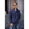 COOFANDY Mens Quarter Zip Pullover Sweatshirt Casual Mock Neck Sweater 2026(Navy Blue)