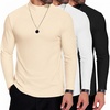 COOFANDY Mens Mock Neck Shirts Fleece Long Sleeve Tops Basic Pullover T-Shirts(3 Pcs-black/White/Apricot)