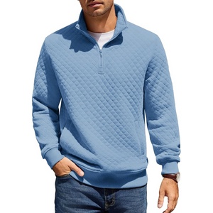 COOFANDY Mens Quarter Zip Pullover Sweatshirt Casual Mock Neck Sweater 2026(Light Blue)