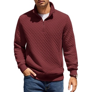 COOFANDY Mens Quarter Zip Pullover Sweatshirt Casual Mock Neck Sweater 2026(Red)