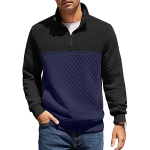 COOFANDY Mens Quarter Zip Pullover Sweatshirt Casual Mock Neck Sweater 2026(Z-color Block Navy/Black)