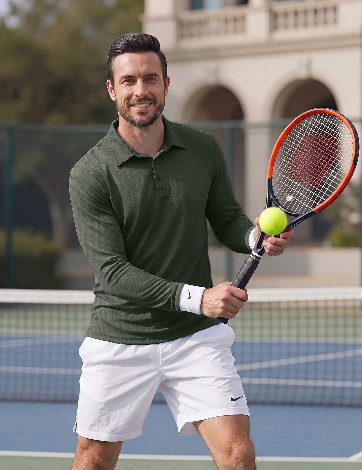 image:imageCOOFANDY Mens Polo Shirts Long Sleeve UPF 50 Moisture Wicking Golf ShirtArmy Green