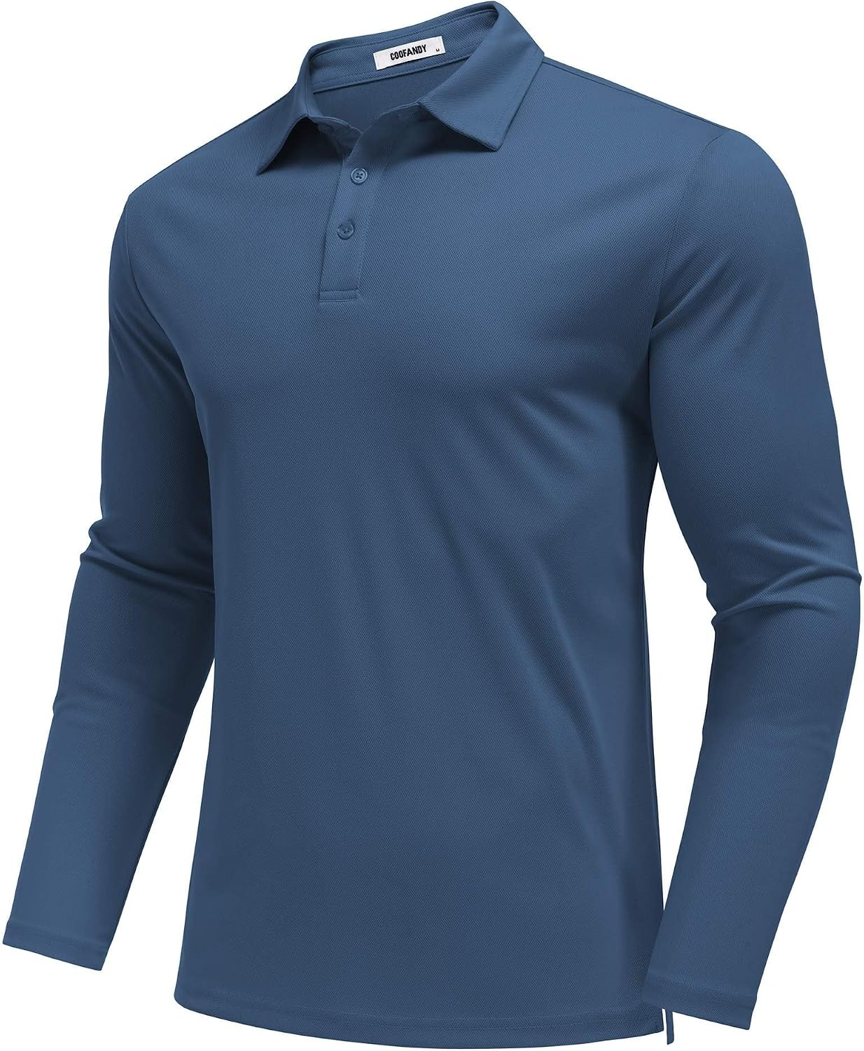 image:imageCOOFANDY Mens Polo Shirts Long Sleeve UPF 50 Moisture Wicking Golf ShirtDemin Blue