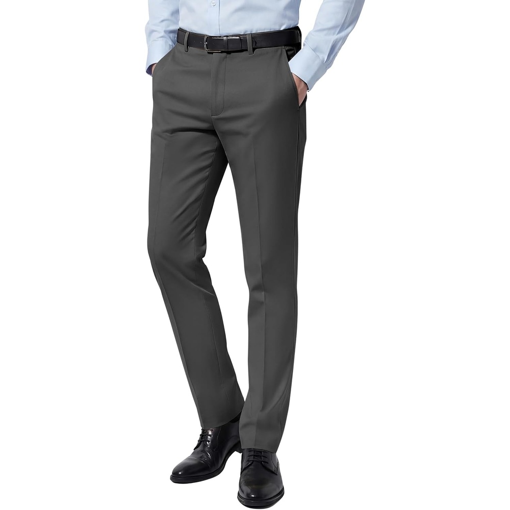 image:imageCOOFANDY Men Dress Pants Slim Fit Suit Pants Expandable Waist Casual SlacksDark Grey