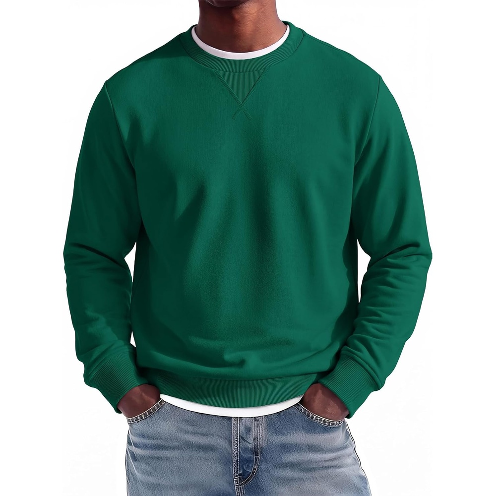 image:imageCOOFANDY Mens Crewneck Sweatshirt Lightweight Casual Fall Winter PulloversDark Green