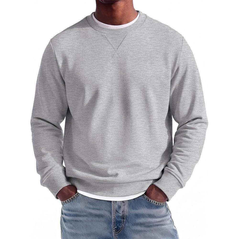 image:imageCOOFANDY Mens Crewneck Sweatshirt Lightweight Casual Fall Winter PulloversLight Heather Grey