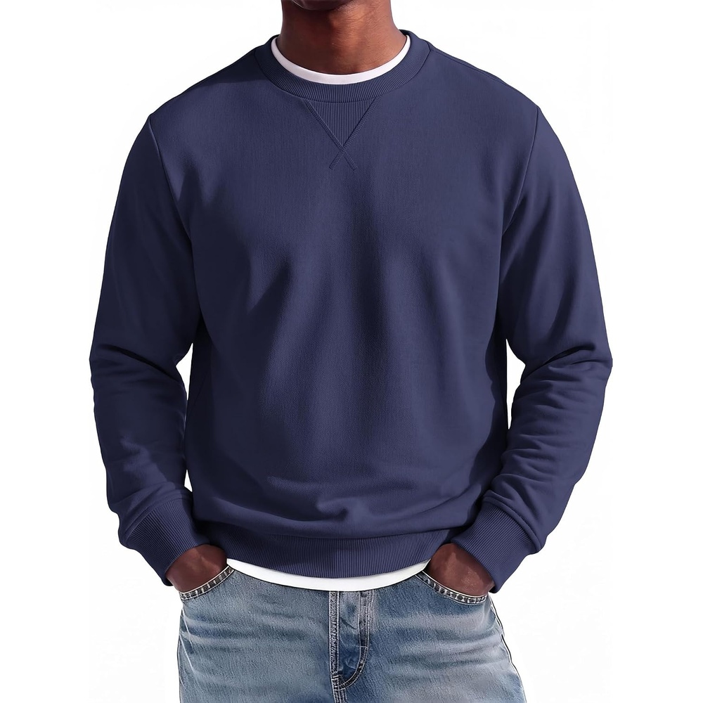 image:imageCOOFANDY Mens Crewneck Sweatshirt Lightweight Casual Fall Winter PulloversNavy Blue