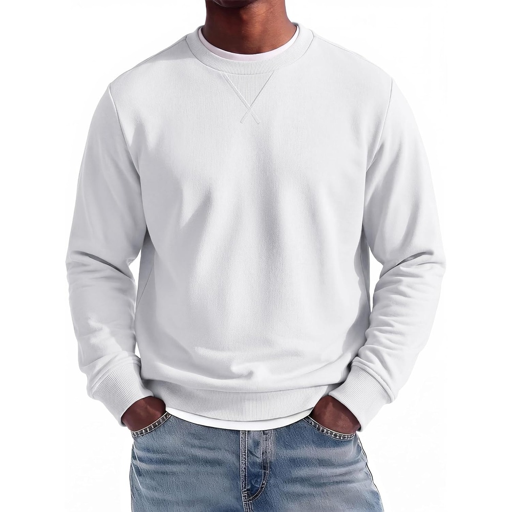 image:imageCOOFANDY Mens Crewneck Sweatshirt Lightweight Casual Fall Winter PulloversWhite