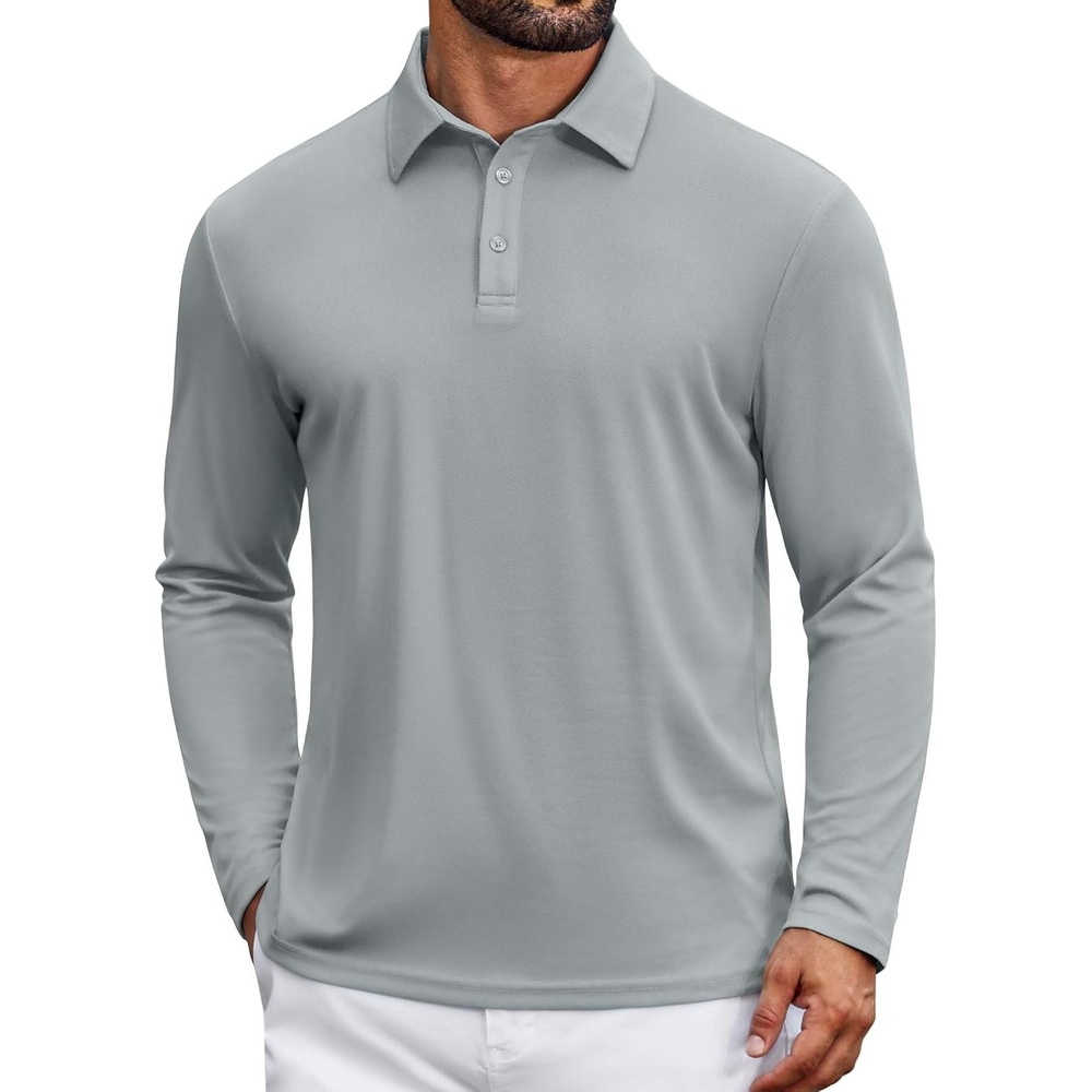 image:imageCOOFANDY Mens Polo Shirts Long Sleeve UPF 50 Moisture Wicking Golf ShirtSage Green