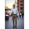 COOFANDY Men Dress Pants Slim Fit Suit Pants Expandable Waist Casual Slacks(Brown)