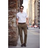 COOFANDY Men Dress Pants Slim Fit Suit Pants Expandable Waist Casual Slacks(Brown)
