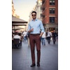 COOFANDY Men Dress Pants Slim Fit Suit Pants Expandable Waist Casual Slacks(Dark Red)