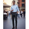 COOFANDY Men Dress Pants Slim Fit Suit Pants Expandable Waist Casual Slacks(Navy Blue)