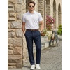 COOFANDY Men Dress Pants Slim Fit Suit Pants Expandable Waist Casual Slacks(Navy Blue)