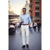 COOFANDY Men Dress Pants Slim Fit Suit Pants Expandable Waist Casual Slacks(White)