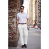 COOFANDY Men Dress Pants Slim Fit Suit Pants Expandable Waist Casual Slacks(White)