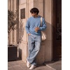 COOFANDY Mens Crewneck Sweatshirt Lightweight Casual Fall Winter Pullovers(Light Blue)