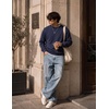 COOFANDY Mens Crewneck Sweatshirt Lightweight Casual Fall Winter Pullovers(Navy Blue)