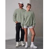 COOFANDY Mens Crewneck Sweatshirt Lightweight Casual Fall Winter Pullovers(Stonewashed Green)