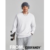 COOFANDY Mens Crewneck Sweatshirt Lightweight Casual Fall Winter Pullovers(White)