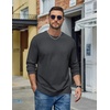 COOFANDY Mens Long Sleeve Tee Shirts Cotton Casual Basic T‑Shirts(Dark Gray)