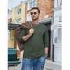 COOFANDY Mens Long Sleeve Tee Shirts Cotton Casual Basic T‑Shirts(Dark Green)