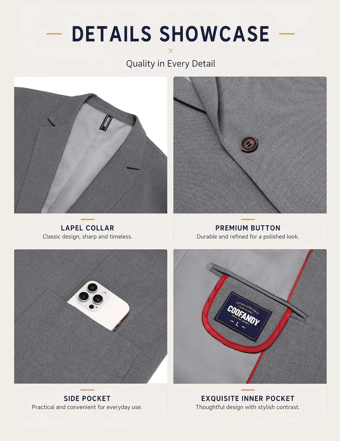 image:imageCOOFANDY Mens Blazer Casual Sport Coats One Button Lightweight Sport JacketDark Grey