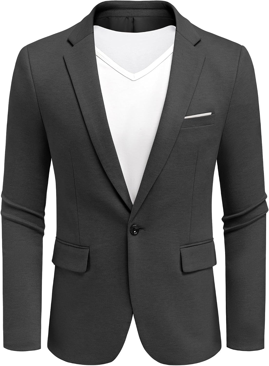 image:imageCOOFANDY Mens Casual Knit Blazer Sport Coats Business Suit JacketDark Grey