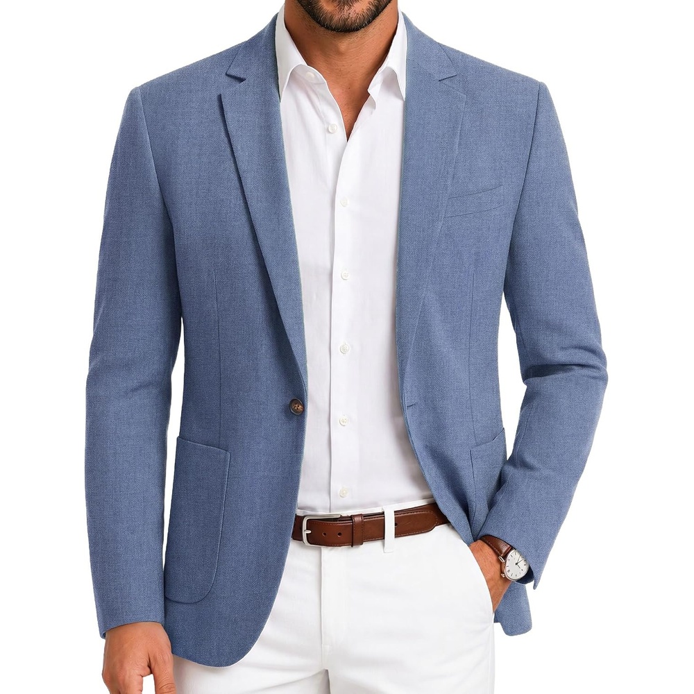 image:imageCOOFANDY Mens Blazer Casual Sport Coats One Button Lightweight Sport JacketBlue