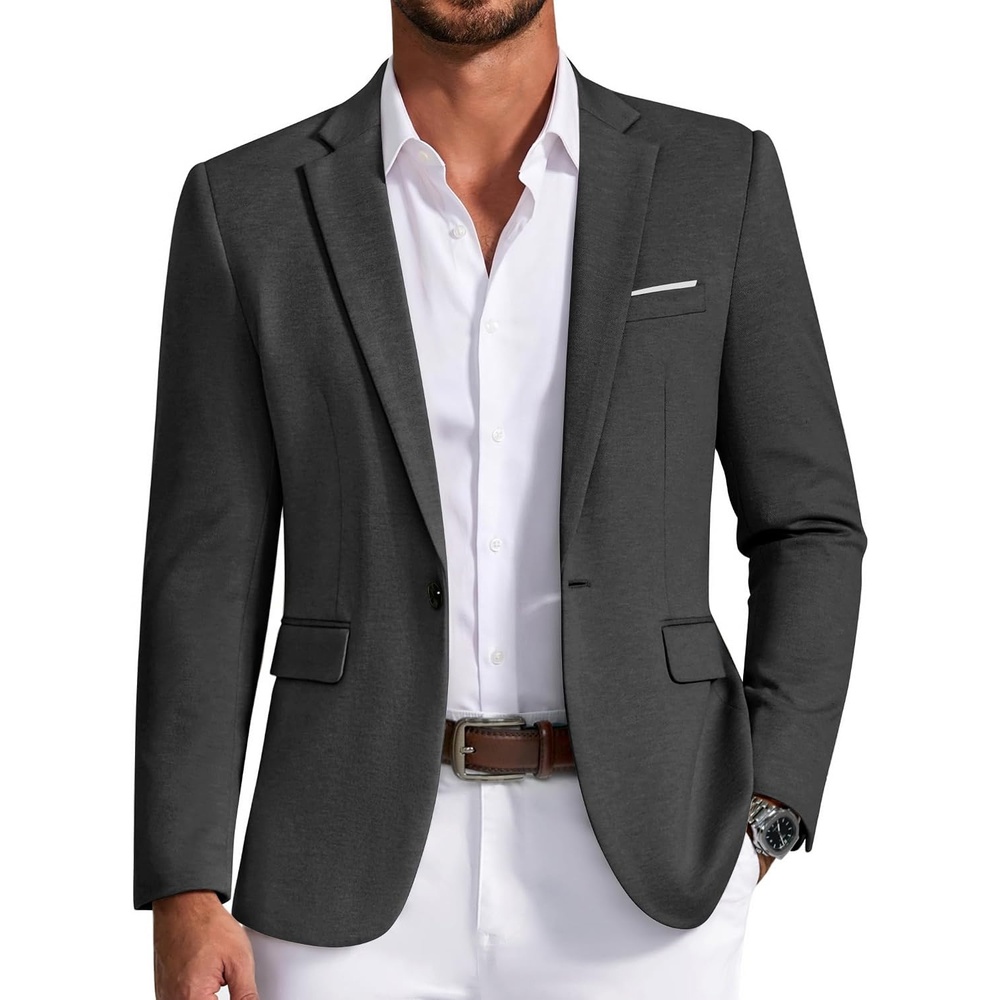 image:imageCOOFANDY Mens Casual Knit Blazer Sport Coats Business Suit JacketDark Grey