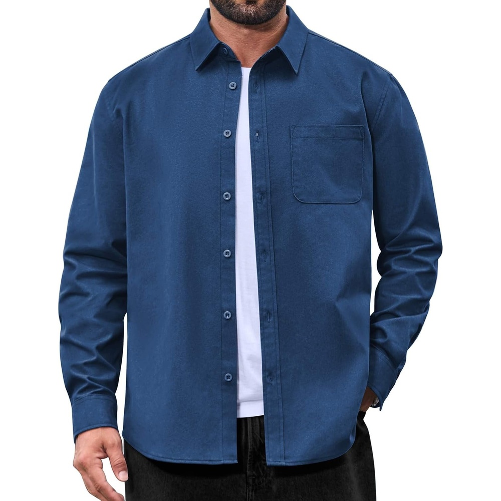 image:imageCOOFANDY Mens Long Sleeve Denim Shirts Jacket Casual Button Down Jean ShirtDark Blue