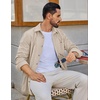 COOFANDY Men’s Corduroy Button Down Shirt Waffle Long Sleeve Shirt Jacket(Beige)