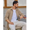 COOFANDY Men’s Corduroy Button Down Shirt Waffle Long Sleeve Shirt Jacket(Khaki)