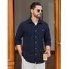 COOFANDY Men’s Corduroy Button Down Shirt Waffle Long Sleeve Shirt Jacket(Navy Blue)