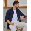 COOFANDY Men’s Corduroy Button Down Shirt Waffle Long Sleeve Shirt Jacket(Navy Blue)