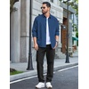 COOFANDY Mens Long Sleeve Denim Shirts Jacket Casual Button Down Jean Shirt(Dark Blue)