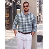 COOFANDY Mens Plaid Dress Shirts Big and Tall (1X-6X) Long Sleeve Cotton Button Down Shirt Bussiness Casual Shirts(Black Dark Green White Plaid)