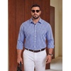 COOFANDY Mens Plaid Dress Shirts Big and Tall (1X-6X) Long Sleeve Cotton Button Down Shirt Bussiness Casual Shirts(Blue White Black Plaid)