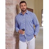 COOFANDY Mens Plaid Dress Shirts Big and Tall (1X-6X) Long Sleeve Cotton Button Down Shirt Bussiness Casual Shirts(Blue White Black Plaid)