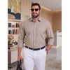 COOFANDY Mens Plaid Dress Shirts Big and Tall (1X-6X) Long Sleeve Cotton Button Down Shirt Bussiness Casual Shirts(Khaki White Black Plaid)