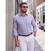 COOFANDY Mens Plaid Dress Shirts Big and Tall (1X-6X) Long Sleeve Cotton Button Down Shirt Bussiness Casual Shirts(Light Blue Lavender White Plaid)
