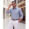 COOFANDY Mens Plaid Dress Shirts Big and Tall (1X-6X) Long Sleeve Cotton Button Down Shirt Bussiness Casual Shirts(Light Grey White Navy Plaid)