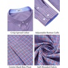COOFANDY Mens Plaid Dress Shirts Big and Tall (1X-6X) Long Sleeve Cotton Button Down Shirt Bussiness Casual Shirts(Red Blue White Plaid)