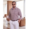 COOFANDY Mens Plaid Dress Shirts Big and Tall (1X-6X) Long Sleeve Cotton Button Down Shirt Bussiness Casual Shirts(White Navy Orange Plaid)