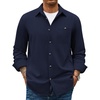 COOFANDY Men’s Corduroy Button Down Shirt Waffle Long Sleeve Shirt Jacket(Navy Blue)
